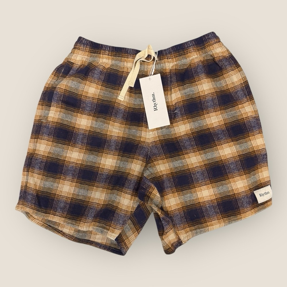 Rhythm Check Jam Shorts Plum 28 XS 17" Flannel Drawstring NWT